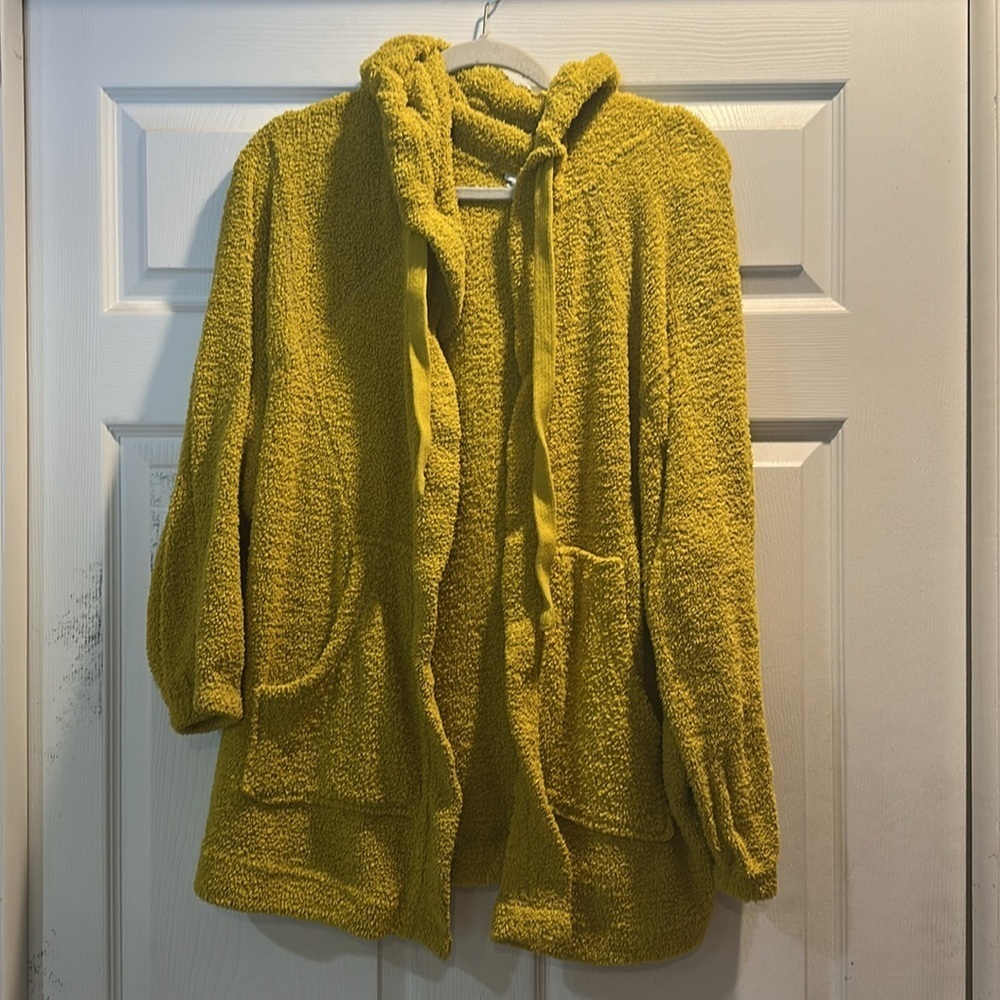 Out From Under Urban Outfitters Morgan Lime Green Plush Sherpa Cardigan Hoodie M - Picture 3 of 9